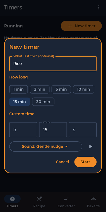Starting a new timer