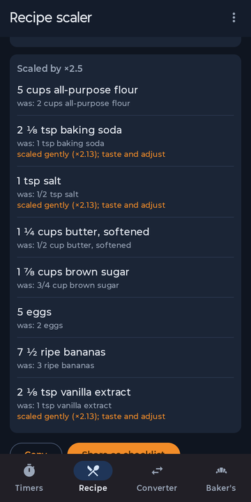 Scaling a recipe