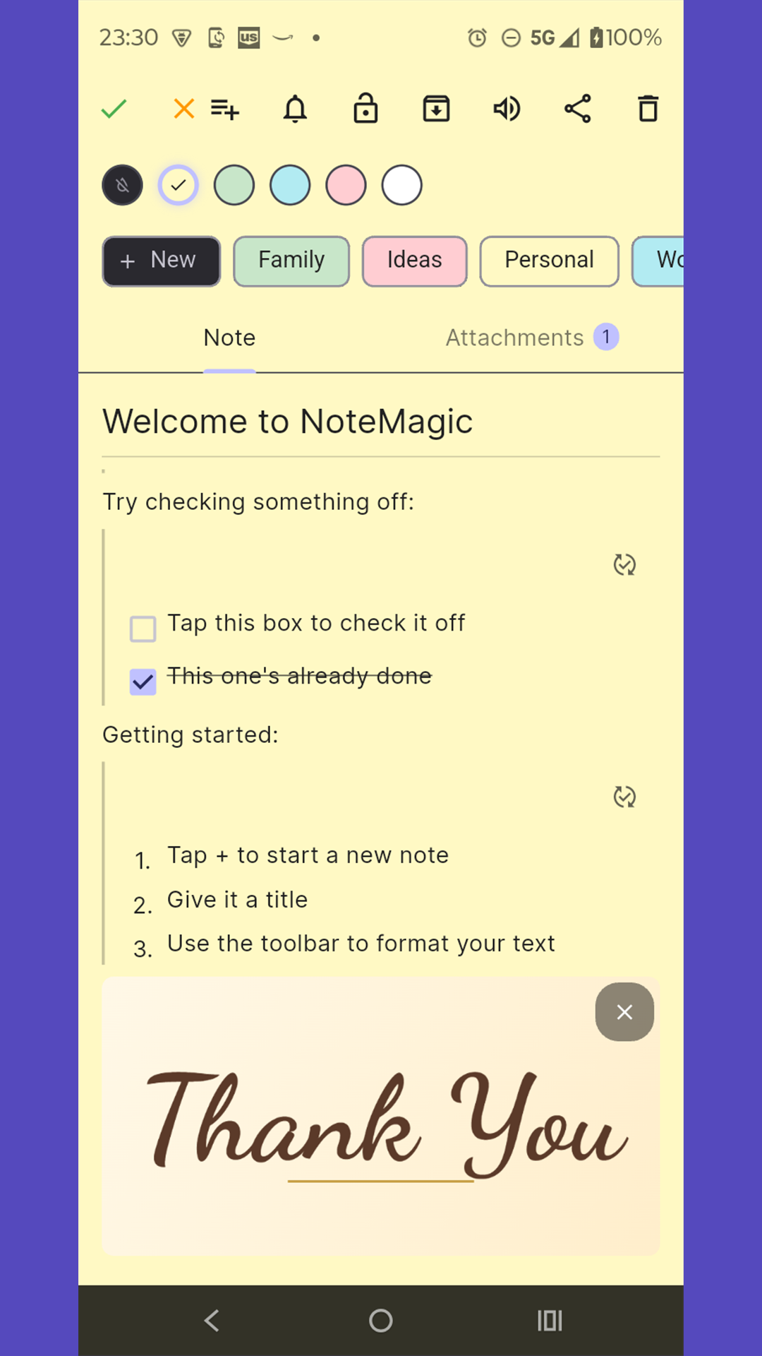 NoteMagic checklists
