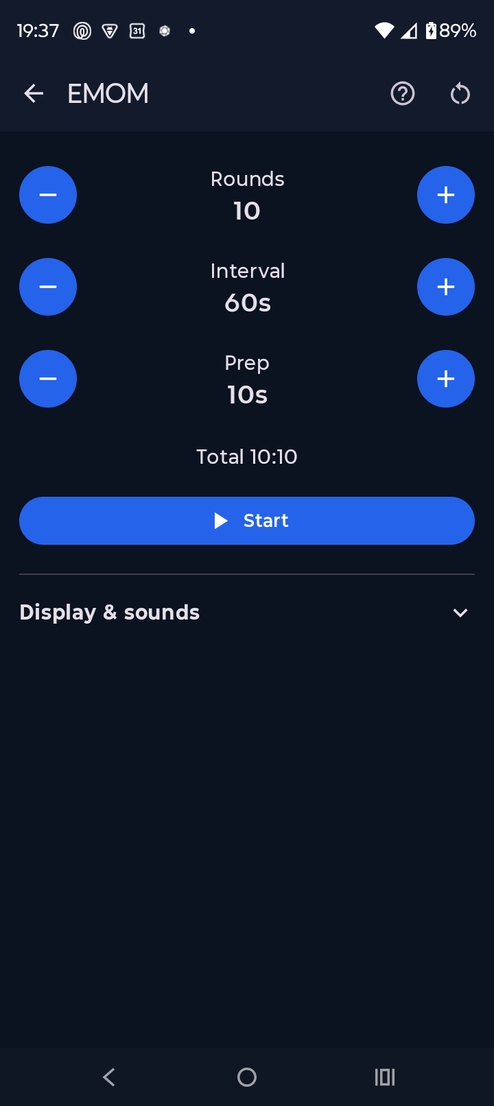 EMOM timer configuration